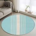 thumbnail image 1 of Round Rugs 4Ft, Aqua Beige Striped Round Area Rug Washable Indoor Throw Carpet, Modern Farmhouse Retro Lines Soft Non Slip Circle Rug for Kitchen Nursery Room Home Decor Aesthetic, 1 of 8