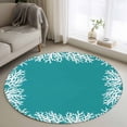 thumbnail image 1 of Round Rugs 4Ft, Aqua Coastal Coral Round Area Rug Washable Indoor Throw Carpet, White Ocean Marine Sea Nautical Beach Soft Non Slip Circle Rug for Kitchen Nursery Room Home Decor Aesthetic, 1 of 8