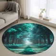 thumbnail image 1 of Round Rugs 4Ft, Aque Trees Round Area Rug Washable Indoor Throw Carpet, Forest Art Decor Spring Summer Nature Leaf Soft Non Slip Circle Rug for Kitchen Nursery Room Home Decor Aesthetic, 1 of 8
