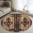 thumbnail image 1 of Round Rugs 4Ft, Barn Door Round Area Rug Washable Indoor Throw Carpet, Farmhouse Wooden Grain Rustic Tribal Pattern Soft Non Slip Circle Rug for Kitchen Nursery Room Home Decor Aesthetic, 1 of 8