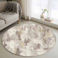 thumbnail image 1 of Round Rugs 4Ft, Beige Abstract Round Area Rug Washable Indoor Throw Carpet, Modern Oil Painted Art Contemporary Soft Non Slip Circle Rug for Kitchen Nursery Room Home Decor Aesthetic, 1 of 8