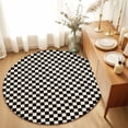 thumbnail image 1 of Round Rugs 4Ft, Black Beige Checkered Round Area Rug Washable Indoor Throw Carpet, Modern Farmhouse Buffalo Plaid Soft Non Slip Circle Rug for Kitchen Nursery Room Home Decor Aesthetic, 1 of 8