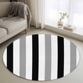 thumbnail image 1 of Round Rugs 4Ft, Black Gray Striped Round Area Rug Washable Indoor Throw Carpet, Farmhouse Stripe Art Soft Non Slip Circle Rug for Kitchen Nursery Room Home Decor Aesthetic, 1 of 8