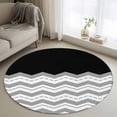 thumbnail image 1 of Round Rugs 4Ft, Black Grey Round Area Rug Washable Indoor Throw Carpet, Geometric Chevron Print Wavy Striped White Soft Non Slip Circle Rug for Kitchen Nursery Room Home Decor Aesthetic, 1 of 8