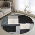 thumbnail image 1 of Round Rugs 4Ft, Black Grey Round Area Rug Washable Indoor Throw Carpet, Modern Abstract Art Geometric Soft Non Slip Circle Rug for Kitchen Nursery Room Home Decor Aesthetic, 1 of 8
