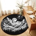thumbnail image 1 of Round Rugs 4Ft, Black White Mountains Round Area Rug Washable Indoor Throw Carpet, Silhouettes Forest Moon Soft Non Slip Circle Rug for Kitchen Nursery Room Home Decor Aesthetic, 1 of 3