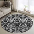 thumbnail image 1 of Round Rugs 4Ft, Black and White Round Area Rug Washable Indoor Throw Carpet, Modern Luxurious Geometric Abstract Art Soft Non Slip Circle Rug for Kitchen Nursery Room Home Decor Aesthetic, 1 of 8