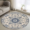 thumbnail image 1 of Round Rugs 4Ft, Blue Boho Round Area Rug Washable Indoor Throw Carpet, Rustic Southwestern Ethnic Geometric Soft Non Slip Circle Rug for Kitchen Nursery Room Home Decor Aesthetic, 1 of 8