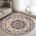 thumbnail image 1 of Round Rugs 4Ft, Blue Burnt Orange Boho Round Area Rug Washable Indoor Throw Carpet, Antique Southwestern Ethnic Soft Non Slip Circle Rug for Kitchen Nursery Room Home Decor Aesthetic, 1 of 8