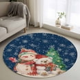 thumbnail image 1 of Round Rugs 4Ft, Blue Christmas Round Area Rug Washable Indoor Throw Carpet, Snowman Bear Xmas Tree Snowflake Soft Non Slip Circle Rug for Kitchen Nursery Room Home Decor Aesthetic, 1 of 8