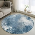 thumbnail image 1 of Round Rugs 4Ft, Blue Grey Round Area Rug Washable Indoor Throw Carpet, Oil Painting Modern Abstract Soft Non Slip Circle Rug for Kitchen Nursery Room Home Decor Aesthetic, 1 of 8