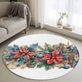 thumbnail image 1 of Round Rugs 4Ft, Blue Red Christmas Round Area Rug Washable Indoor Throw Carpet, Poinsettia Xmas Botanical Soft Non Slip Circle Rug for Kitchen Nursery Room Home Decor Aesthetic, 1 of 8