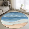 thumbnail image 1 of Round Rugs 4Ft, Blue Round Area Rug Washable Indoor Throw Carpet, Ocean Wave Stripes Modern Abstract Beach Geometric Soft Non Slip Circle Rug for Kitchen Nursery Room Home Decor Aesthetic, 1 of 8