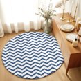 thumbnail image 1 of Round Rugs 4Ft, Blue Stripes Round Area Rug Washable Indoor Throw Carpet, Geometric Abstract Lines Modern Striped Simple Soft Non Slip Circle Rug for Kitchen Nursery Room Home Decor Aesthetic, 1 of 8