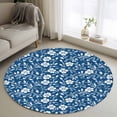 thumbnail image 1 of Round Rugs 4Ft, Blue White Floral Round Area Rug Washable Indoor Throw Carpet, Farmhouse Retro Botanical Leaves Soft Non Slip Circle Rug for Kitchen Nursery Room Home Decor Aesthetic, 1 of 8