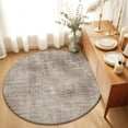 thumbnail image 1 of Round Rugs 4Ft, Brown Beige Round Area Rug Washable Indoor Throw Carpet, Farmhouse Linen Texture Soft Non Slip Circle Rug for Kitchen Nursery Room Home Decor, 1 of 8