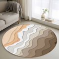 thumbnail image 1 of Round Rugs 4Ft, Brown Coastal Beach Round Area Rug Washable Indoor Throw Carpet, Retro Farmhouse Ocean Waves Striped Soft Non Slip Circle Rug for Kitchen Nursery Room Home Decor Aesthetic, 1 of 8