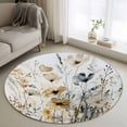 thumbnail image 1 of Round Rugs 4Ft, Brown Retro Floral Round Area Rug Washable Indoor Throw Carpet, Spring Botanical Wildflowers Soft Non Slip Circle Rug for Kitchen Nursery Room Home Decor Aesthetic, 1 of 8