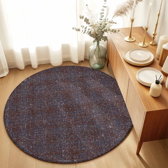 Round Rugs 4Ft, Brown Round Area Rug Washable Indoor Throw Carpet, Farmhouse Vintage Chocolate Solid Color Soft Non Slip Circle Rug for Kitchen Nursery Room Home Decor Aesthetic