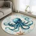 thumbnail image 1 of Round Rugs 4Ft, Coastal Octopus Round Area Rug Washable Indoor Throw Carpet, Nautical Botanical Starfish Soft Non Slip Circle Rug for Kitchen Nursery Room Home Decor Aesthetic, 1 of 8