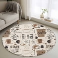 thumbnail image 1 of Round Rugs 4Ft, Coffee Round Area Rug Washable Indoor Throw Carpet, Brown Beans Cup Dessert Drink Monochrome Soft Non Slip Circle Rug for Kitchen Nursery Room Home Decor Aesthetic, 1 of 8