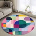 thumbnail image 1 of Round Rugs 4Ft, Colorful Abstract Art Round Area Rug Washable Indoor Throw Carpet, Modern Geometric Oil Painting Soft Non Slip Circle Rug for Kitchen Nursery Room Home Decor Aesthetic, 1 of 8