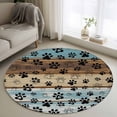 thumbnail image 1 of Round Rugs 4Ft, Cute Dog Claws Round Area Rug Washable Indoor Throw Carpet, Farmhouse Blue Wooden Puppy Pawprints Soft Non Slip Circle Rug for Kitchen Nursery Room Home Decor Aesthetic, 1 of 8