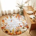 thumbnail image 1 of Round Rugs 4Ft, Fall Thanksgiving Round Area Rug Washable Indoor Throw Carpet, Farmhouse Pumpkin Maple Leaf Flower Wood Soft Non Slip Circle Rug for Kitchen Nursery Room Home Decor Aesthetic, 1 of 8