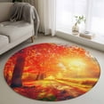 thumbnail image 1 of Round Rugs 4Ft, Fall Thanksgiving Round Area Rug Washable Indoor Throw Carpet, Red Orange Sunrise Forest Autumn Soft Non Slip Circle Rug for Kitchen Nursery Room Home Decor Aesthetic, 1 of 8