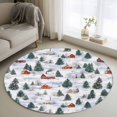 thumbnail image 1 of Round Rugs 4Ft, Farmhouse Christmas Round Area Rug Washable Indoor Throw Carpet, Green Xmas Tree Snowflake Soft Non Slip Circle Rug for Kitchen Nursery Room Home Decor Aesthetic, 1 of 8