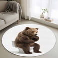 thumbnail image 1 of Round Rugs 4Ft, Funny Bears Round Area Rug Washable Indoor Throw Carpet, Cute Art Fun Lovely Animals on Toilets Soft Non Slip Circle Rug for Kitchen Nursery Room Home Decor Aesthetic, 1 of 8