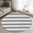 thumbnail image 1 of Round Rugs 4Ft, Grey Stripe Round Area Rug Washable Indoor Throw Carpet, Minimalist Farmhouse Striped Soft Non Slip Circle Rug for Kitchen Nursery Room Home Decor Aesthetic, 1 of 8