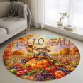thumbnail image 1 of Round Rugs 4Ft, Hello Fall Round Area Rug Washable Indoor Throw Carpet, Scarecrow Pumpkins Harvest Thanksgiving Soft Non Slip Circle Rug for Kitchen Nursery Room Home Decor Aesthetic, 1 of 8