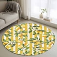 thumbnail image 1 of Round Rugs 4Ft, Lemon Leaves Round Area Rug Washable Indoor Throw Carpet, Yellow Vertical Stripes Spring Flowers Soft Non Slip Circle Rug for Kitchen Nursery Room Home Decor Aesthetic, 1 of 8