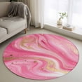 thumbnail image 1 of Round Rugs 4Ft, Marble Pink Round Area Rug Washable Indoor Throw Carpet, Modern Abstract Artwork Luxury Golden Soft Non Slip Circle Rug for Kitchen Nursery Room Home Decor Aesthetic, 1 of 8