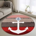 thumbnail image 1 of Round Rugs 4Ft, Nautical Anchor Round Area Rug Washable Indoor Throw Carpet, Red Brown Retro Gradient Wooden Grain Soft Non Slip Circle Rug for Kitchen Nursery Room Home Decor Aesthetic, 1 of 8