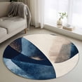 thumbnail image 1 of Round Rugs 4Ft, Navy Blue Geometric Round Area Rug Washable Indoor Throw Carpet, Modern Beige Abstract Art Soft Non Slip Circle Rug for Kitchen Nursery Room Home Decor Aesthetic, 1 of 8
