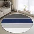 thumbnail image 1 of Round Rugs 4Ft, Navy Blue Grey Striped Round Area Rug Washable Indoor Throw Carpet, Farmhouse Modern Soft Non Slip Circle Rug for Kitchen Nursery Room Home Decor Aesthetic, 1 of 8