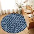 thumbnail image 1 of Round Rugs 4Ft, Navy Blue Morocco Round Area Rug Washable Indoor Throw Carpet, Modern Abstract Classic Geometric Soft Non Slip Circle Rug for Kitchen Nursery Room Home Decor Aesthetic, 1 of 8