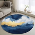 thumbnail image 1 of Round Rugs 4Ft, Navy Blue Round Area Rug Washable Indoor Throw Carpet, Abstract Modern Oil Painting Art Soft Non Slip Circle Rug for Kitchen Nursery Room Home Decor Aesthetic, 1 of 8