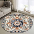 thumbnail image 1 of Round Rugs 4Ft, Orange Blue Boho Southwestern Round Area Rug Washable Indoor Throw Carpet, Ethnic Rustic Classical Soft Non Slip Circle Rug for Kitchen Nursery Room Home Decor Aesthetic, 1 of 8
