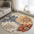 thumbnail image 1 of Round Rugs 4Ft, Orange Grey Dahlia Round Area Rug Washable Indoor Throw Carpet, Spring Floral Vintage Soft Non Slip Circle Rug for Kitchen Nursery Room Home Decor Aesthetic, 1 of 8