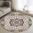 thumbnail image 1 of Round Rugs 4Ft, Orange Navy Blue Boho Round Area Rug Washable Indoor Throw Carpet, Southwestern Ethnic Retro Geometric Soft Non Slip Circle Rug for Kitchen Nursery Room Home Decor Aesthetic, 1 of 8