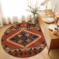thumbnail image 1 of Round Rugs 4Ft, Orange Western Round Area Rug Washable Indoor Throw Carpet, Southwestern Geometric Ethnic Soft Non Slip Circle Rug for Kitchen Nursery Room Home Decor Aesthetic, 1 of 8