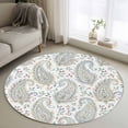 thumbnail image 1 of Round Rugs 4Ft, Paisley Flower Round Area Rug Washable Indoor Throw Carpet, Spring Watercolor Modern Floral Leaf Plant Soft Non Slip Circle Rug for Kitchen Nursery Room Home Decor Aesthetic, 1 of 8