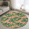 thumbnail image 1 of Round Rugs 4Ft, Palm Tree Tropical Round Area Rug Washable Indoor Throw Carpet, Pink Summer Botanical Leaves Soft Non Slip Circle Rug for Kitchen Nursery Room Home Decor Aesthetic, 1 of 8