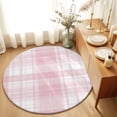 thumbnail image 1 of Round Rugs 4Ft, Pink Buffalo Plaid Round Area Rug Washable Indoor Throw Carpet, Farmhouse Modern Checkered Soft Non Slip Circle Rug for Kitchen Nursery Room Home Decor Aesthetic, 1 of 8