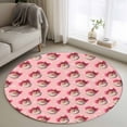 thumbnail image 1 of Round Rugs 4Ft, Pink Christmas Round Area Rug Washable Indoor Throw Carpet, Western Cowboy Santa Xmas Snowflake Soft Non Slip Circle Rug for Kitchen Nursery Room Home Decor Aesthetic, 1 of 8