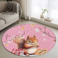 thumbnail image 1 of Round Rugs 4Ft, Pink Squirrels Christmas Round Area Rug Washable Indoor Throw Carpet, Xmas Gifts Balls Winter Snowflake Soft Non Slip Circle Rug for Kitchen Nursery Room Home Decor Aesthetic, 1 of 8