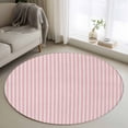 thumbnail image 1 of Round Rugs 4Ft, Pink Striped Round Area Rug Washable Indoor Throw Carpet, Modern Simple Farmhouse Beige Vintage Soft Non Slip Circle Rug for Kitchen Nursery Room Home Decor Aesthetic, 1 of 8